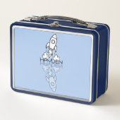 Mooie Blauwe Raket Reflectie Doodle Aangepaste Naa (Voorkant)