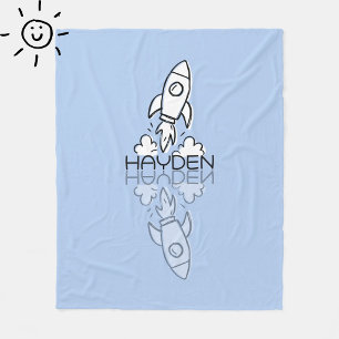 Mooie Blauwe Raket Reflectie Doodle Aangepaste Naa Fleece Deken