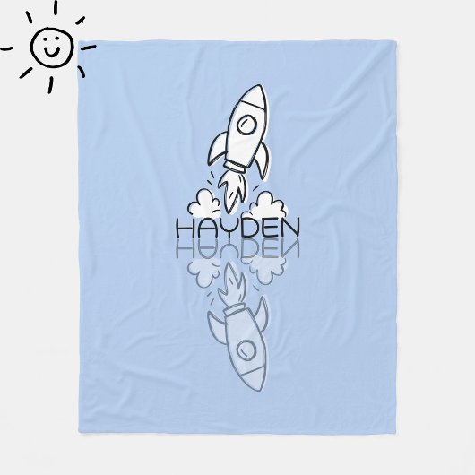 Mooie Blauwe Raket Reflectie Doodle Aangepaste Naa Fleece Deken