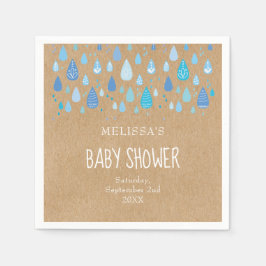 Mooie Blauwe Regendruppels Baby Shower / Sprookjes Servet