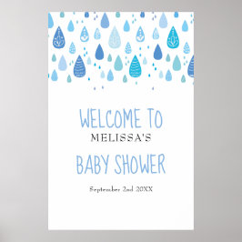 Mooie Blauwe Regendruppels Baby Shower / Strooi We Poster