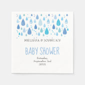 Mooie blauwe regendruppels Cadeau Baby Shower Servet (Voorkant)