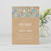 Mooie blauwe regendruppels Couples Baby Shower / S Kaart (Staand voorkant)