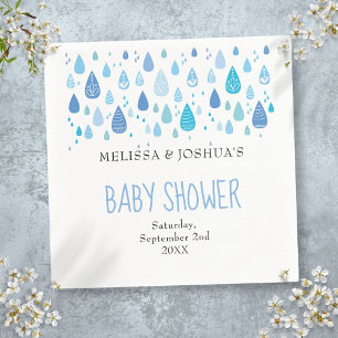 Mooie Blauwe Regendruppels Couples Baby Shower Str Servet