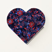 Mooie Blauwe Rode Bloemige Op Maat Notitieboek (Achterkant)