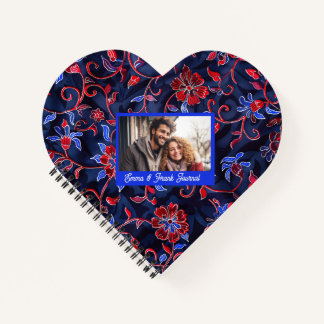 Mooie Blauwe Rode Bloemige Op Maat Notitieboek