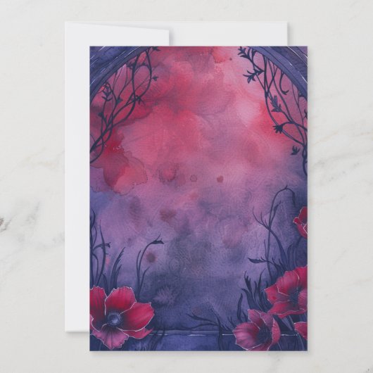 Mooie Blauwe Rode Boog Halloween Party Kaart (Achterkant)