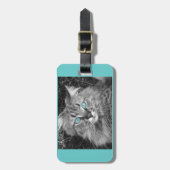 Mooie blauwe rode kat bagagelabel (Voorkant verticaal)