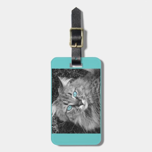 Mooie blauwe rode kat bagagelabel (Voorkant verticaal)