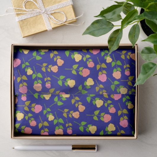 Mooie Blauwe Roos Patroon Tissuepapier (Geschenk)