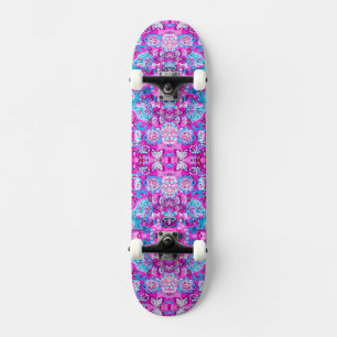 Mooie blauwe roze bloemen patronen persoonlijk skateboard