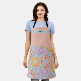 Mooie Blauwe Roze Pastelkleurige Donuts & Hartjes Schort