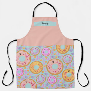 Mooie Blauwe Roze Pastelkleurige Donuts & Hartjes Schort