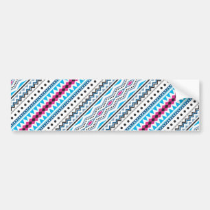 Mooie blauwe roze tribale meisjespatroonontwerp bumpersticker