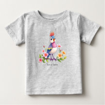 Mooie Blauwe Roze Vogel Bloem Baby T-Shirt