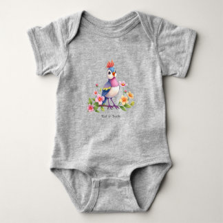 Mooie Blauwe Roze Vogel Bloemige Baby Body Romper