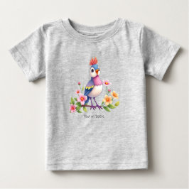 Mooie Blauwe Roze Vogel Bloemige Baby T-Shirt