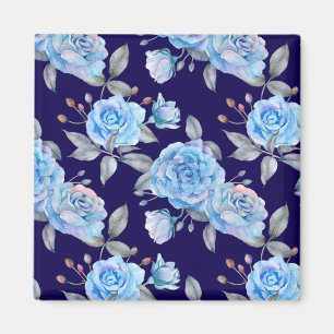 Mooie blauwe rozen, marineblauwe achtergrond, magneet