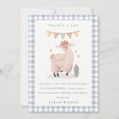 Mooie blauwe ruit cactus boho lama babyshower bedankkaart (Voorkant)