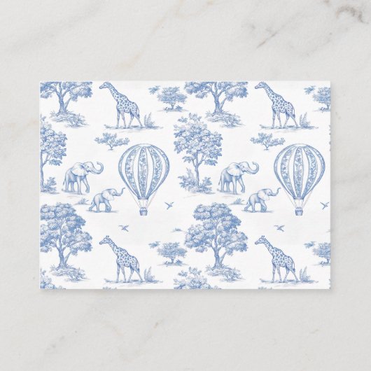 Mooie blauwe safari babyshowers boeken voor baby informatiekaartje (Achterkant)