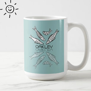 Mooie Blauwe Sardientjes Reflectie Doodle Aangepas Koffiemok