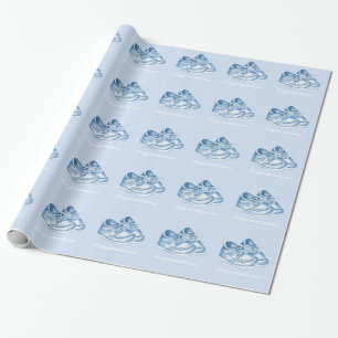 Mooie Blauwe Schoenen Jongens Baby Shower Cadeaupapier