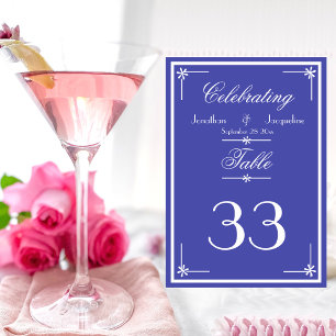 Mooie blauwe script namen klassieke chique bruilof kaart