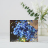 Mooie blauwe sierbloemen briefkaart (Staand voorkant)