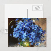 Mooie blauwe sierbloemen briefkaart (Voorkant / Achterkant)