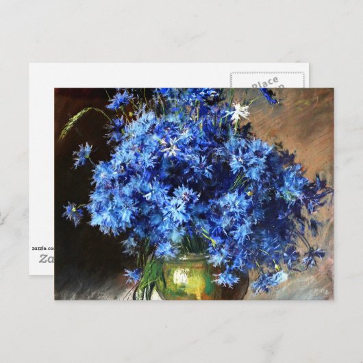 Mooie blauwe sierbloemen briefkaart (Voorkant / Achterkant)