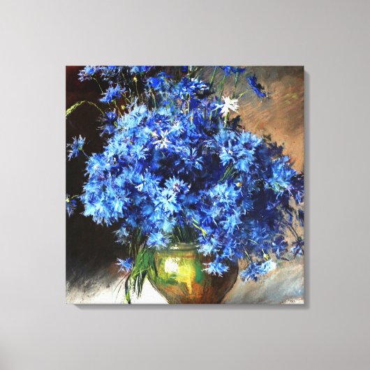 Mooie blauwe sierbloemen canvas afdruk (Voorkant)