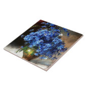 Mooie blauwe sierbloemen tegeltje (Zijkant)