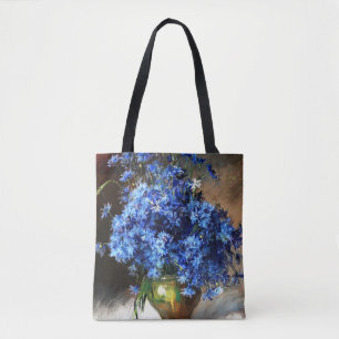 Mooie blauwe sierbloemen tote bag