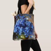 Mooie blauwe sierbloemen tote bag (Dichtbij)