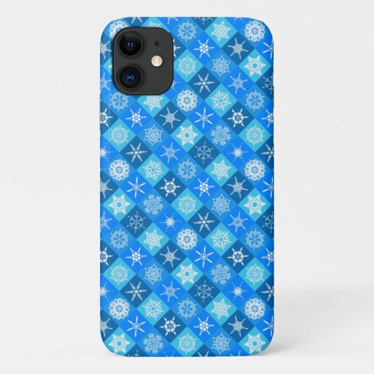 Mooie blauwe sneeuwvlokpatronen ontwerp Case-Mate iPhone case (Achterkant)