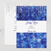 Mooie, Blauwe Sparkle Glitter, Bat Mitzvah Kaart (Voorkant / Achterkant)