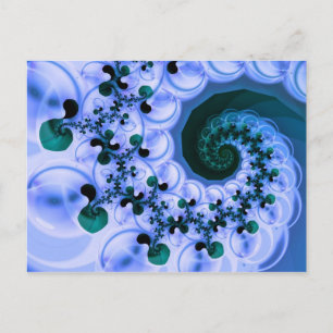 Mooie Blauwe Spiral Fine Fractal Art Briefkaart
