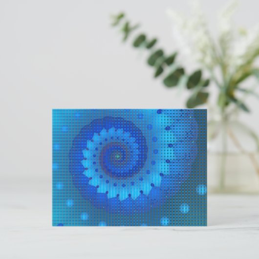 Mooie Blauwe Spiral Fine Fractal Art Briefkaart (Staand voorkant)