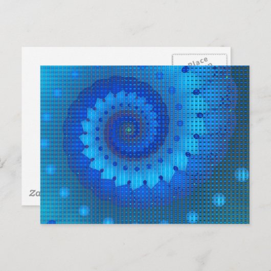 Mooie Blauwe Spiral Fine Fractal Art Briefkaart (Voorkant / Achterkant)