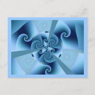 Mooie Blauwe Spiral Fine Fractal Art Briefkaart