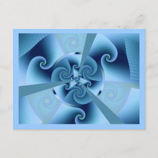 Mooie Blauwe Spiral Fine Fractal Art Briefkaart