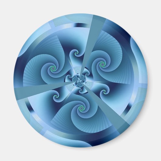 Mooie Blauwe Spiral Fine Fractal Art Magneet (Voorkant)