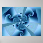 Mooie Blauwe Spiral Fine Fractal Art Poster (Voorkant)