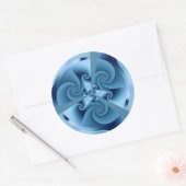 Mooie Blauwe Spiral Fine Fractal Art Ronde Sticker (Envelop)