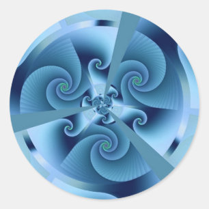 Mooie Blauwe Spiral Fine Fractal Art Ronde Sticker