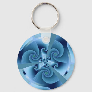 Mooie Blauwe Spiral Fine Fractal Art Sleutelhanger