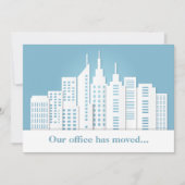 Mooie Blauwe Stadssilhouet Zakelijke Adreswijzigin Aankondiging (Voorkant)