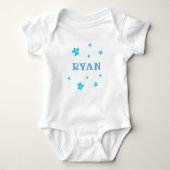 Mooie blauwe sterren baby jongens naam onesie romper (Voorkant)