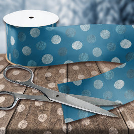    Mooie Blauwe Stippen Modern & Elegant Kerstmis Satijnen Lint