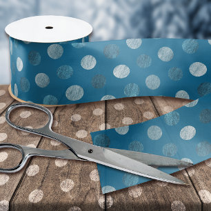    Mooie Blauwe Stippen Modern & Elegant Kerstmis Satijnen Lint